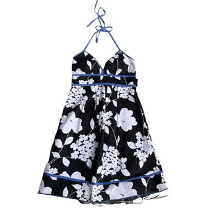 B~WEAR BYER CALIFORNIA Halted Dress Junior Girls Size 9 Black Floral Belted NWOT